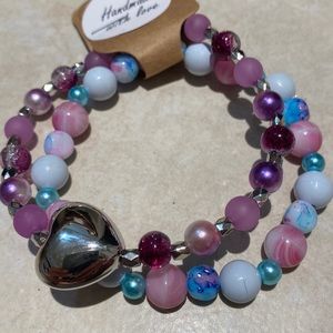 Bundle of two 6 1/2 inch before stretchiness bracelets acrylic, glass faux